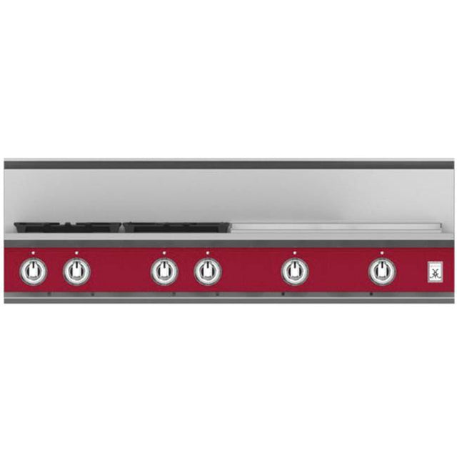 Hestan - Rangetop, 4 Burner with 24'' Griddle, 48'' - Tin Roof Burgundy