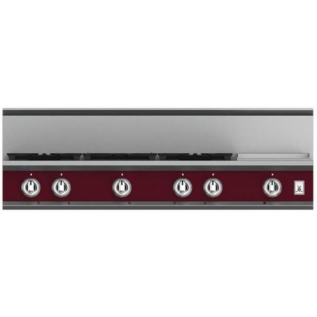 Hestan - Rangetop, 5 Burner with Griddle, 48'' - Tin Roof Burgundy
