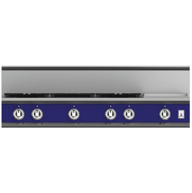 Hestan - Rangetop, 5 Burner with Griddle, 48'' - Prince Blue