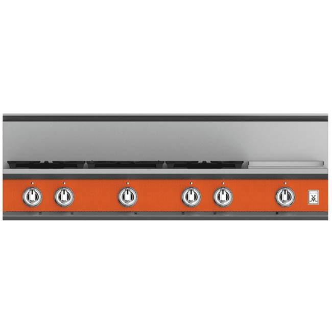 Hestan - Rangetop, 5 Burner with Griddle, 48'' - Citra Orange