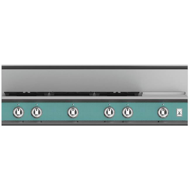 Hestan - Rangetop, 5 Burner with Griddle, 48'' - Bora Bora Turquoise