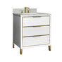 Icera - Muse Vanity Cabinet 30-in, Matte White with Satin Brass - Matte White with Satin Brass