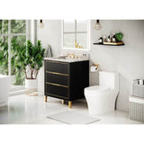 Icera - Muse Vanity Cabinet 30-in, Matte Black with Satin Brass - Matter Black With Satin Brass