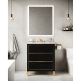 Muse Vanity Cabinet 30-in, Matte Black with Satin Brass