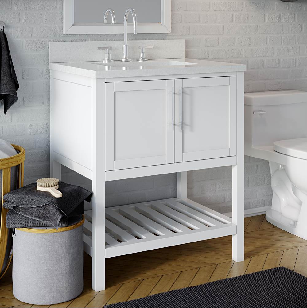 Icera - Riose Vanity Cabinet (w towel shelf) 30-in, Matte White - Matte White