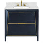 Icera - Canto Vanity Cabinet, 36-in Navy Blue w Satin Brass