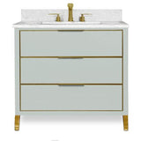 Icera - Muse Vanity Cabinet 36-in, Ocean Grey with Satin Brass - Ocean Gray