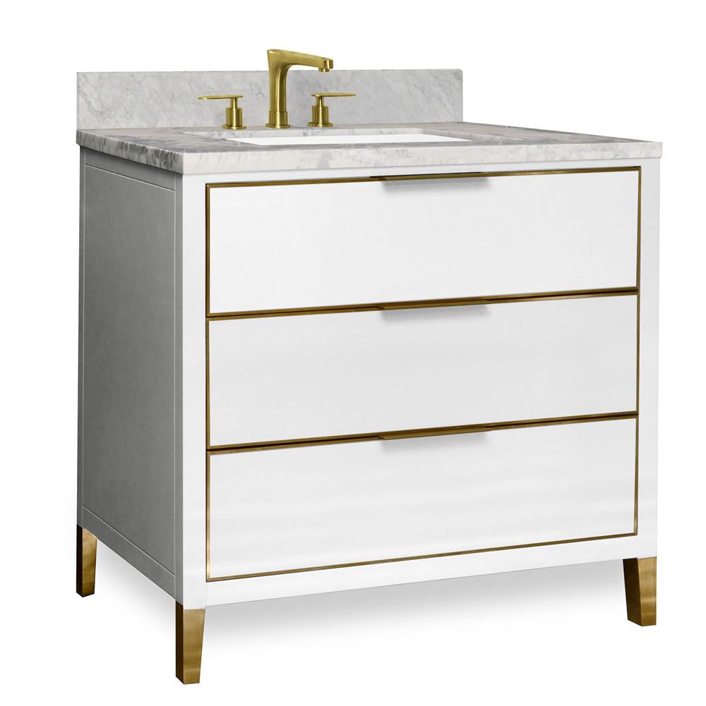 Icera - Stone Top 36 x 22 x 1-1/8-in Carrara Marble, Large Sink Cutout