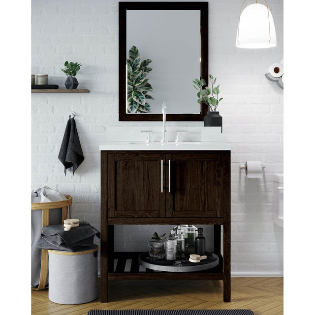 Icera - Riose Vanity Cabinet (w towel shelf) 36-in, Weathered Oak - Weathered Oak