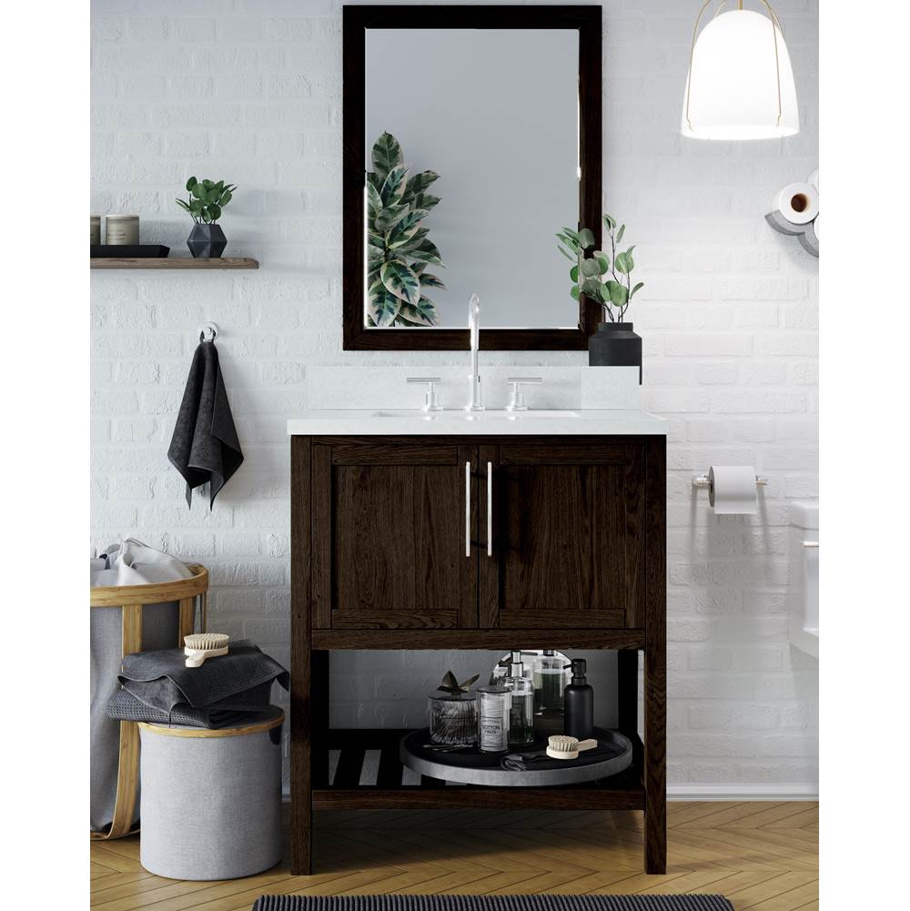 Icera - Riose Vanity Cabinet (w towel shelf) 30-in, Weathered Oak - Weathered Oak