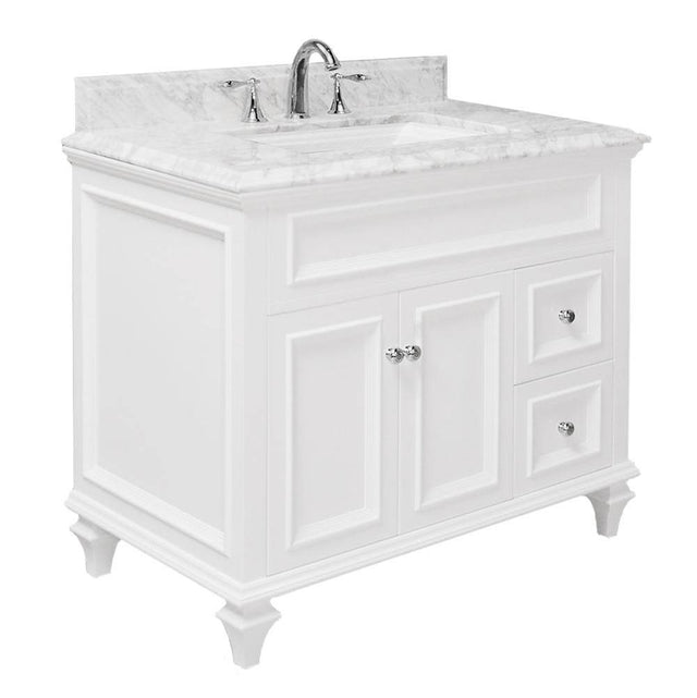 Icera - Stone Top 36 x 22 x 1-1/8-in Carrara Marble, Small Sink Cutout - Carrara Marble