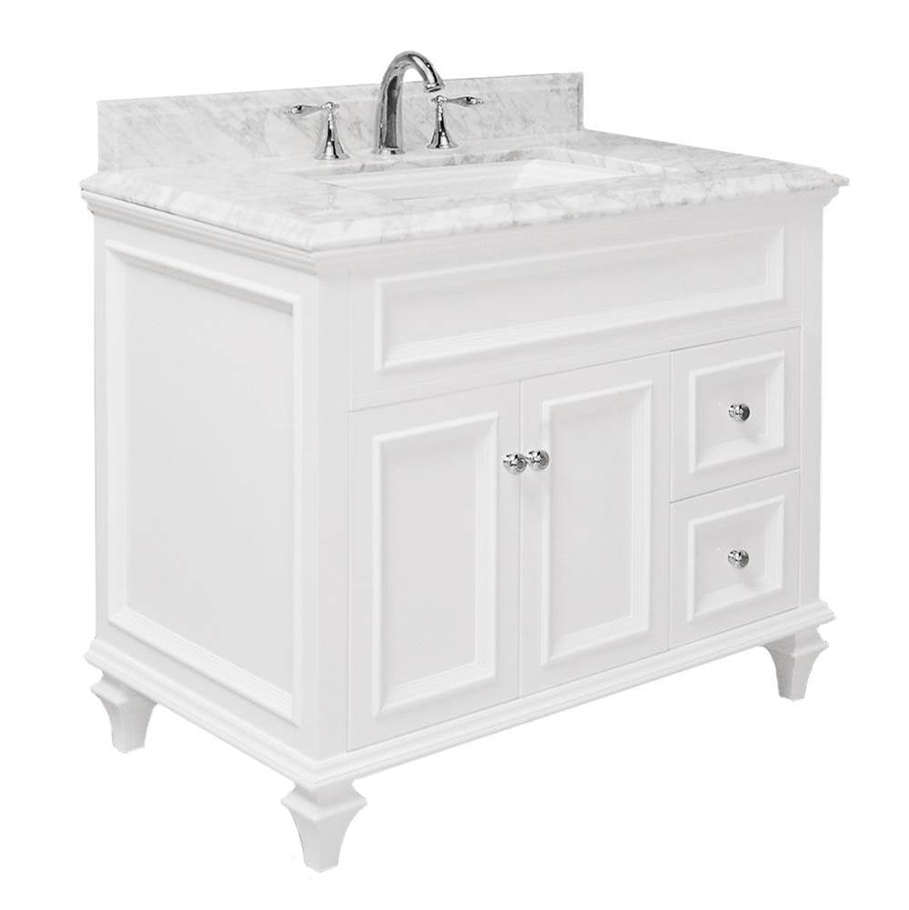 Icera - Stone Top 36-in Carrara Marble, Small Sink Cutout - Carrara Marble