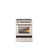 30'' Nostalgie II Series Freestanding Dual Fuel Range - Antique White - Bronze trim- Natural Gas