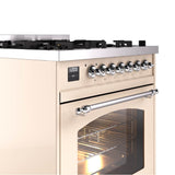 30'' Nostalgie II Series Freestanding Dual Fuel Range - Antique White - Bronze trim- Natural Gas