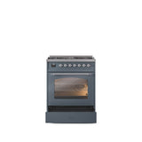 30'' Nostalgie II Series Freestanding Dual Fuel Range - Blue Grey - Bronze trim- Natural Gas