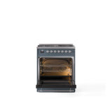 30'' Nostalgie II Series Freestanding Dual Fuel Range - Blue Grey - Bronze trim- Natural Gas