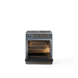 30'' Nostalgie II Series Freestanding Dual Fuel Range - Blue Grey - Bronze trim- Natural Gas