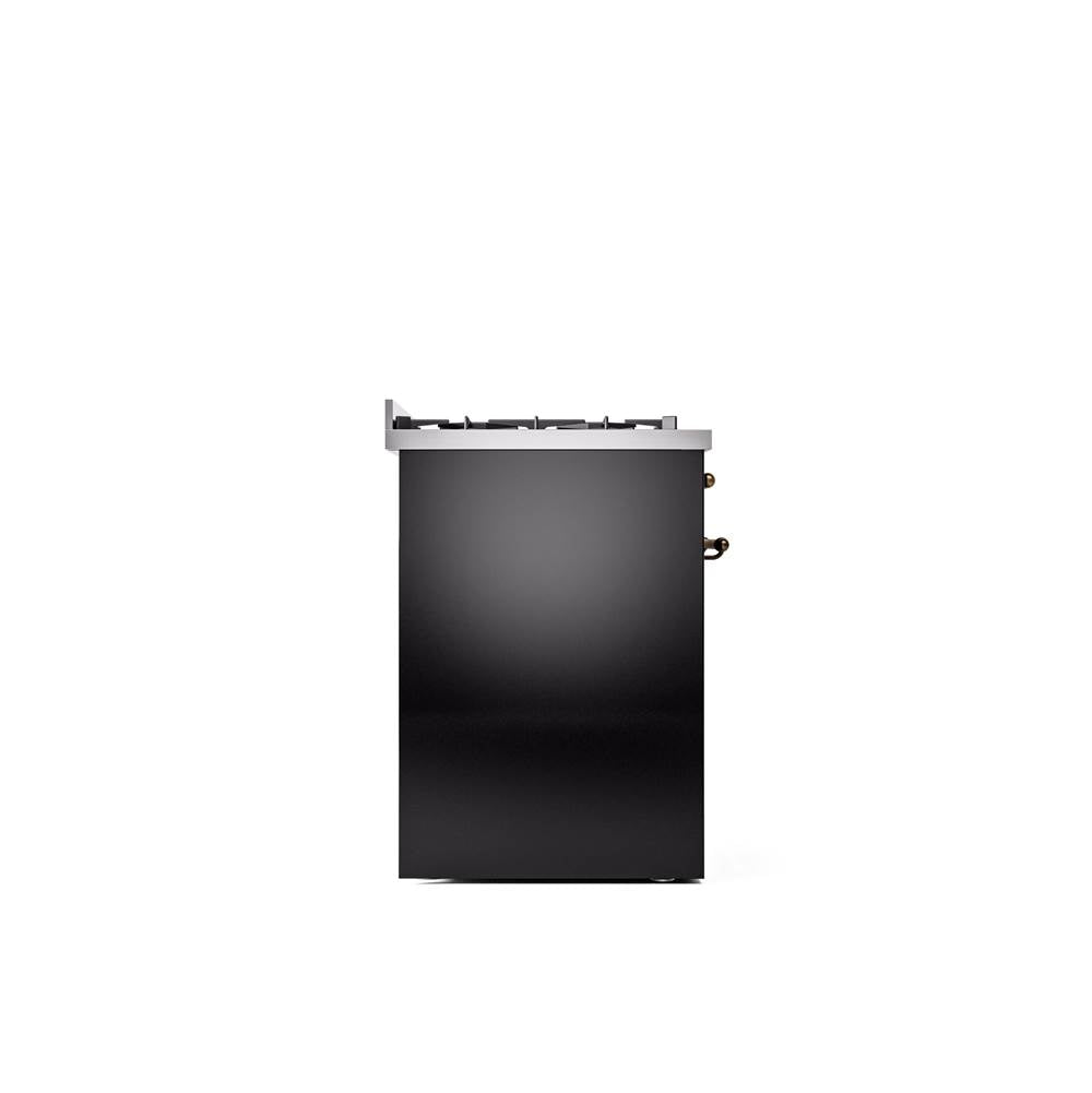 30'' Nostalgie II Series Freestanding Dual Fuel Range - Glossy Black - Bronze trim- Natural Gas