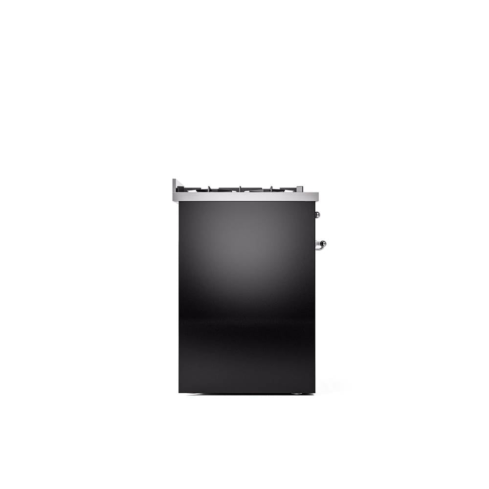 30'' Nostalgie II Series Freestanding Dual Fuel Range - Glossy Black - Bronze trim- Natural Gas