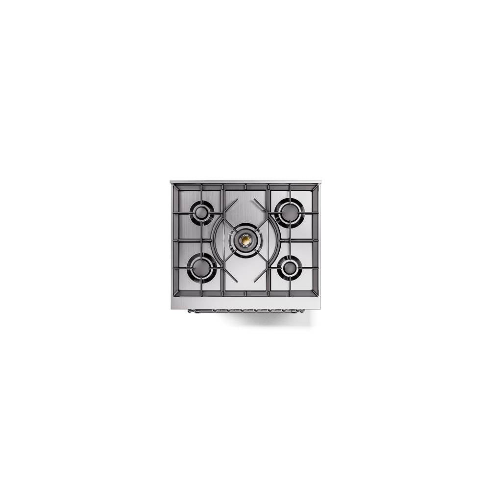 30'' Nostalgie II Series Freestanding Dual Fuel Range - Glossy Black - Bronze trim- Natural Gas