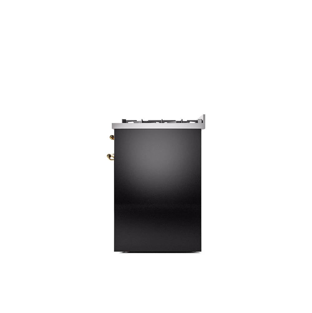 30'' Nostalgie II Series Freestanding Dual Fuel Range - Glossy Black - Bronze trim- Natural Gas