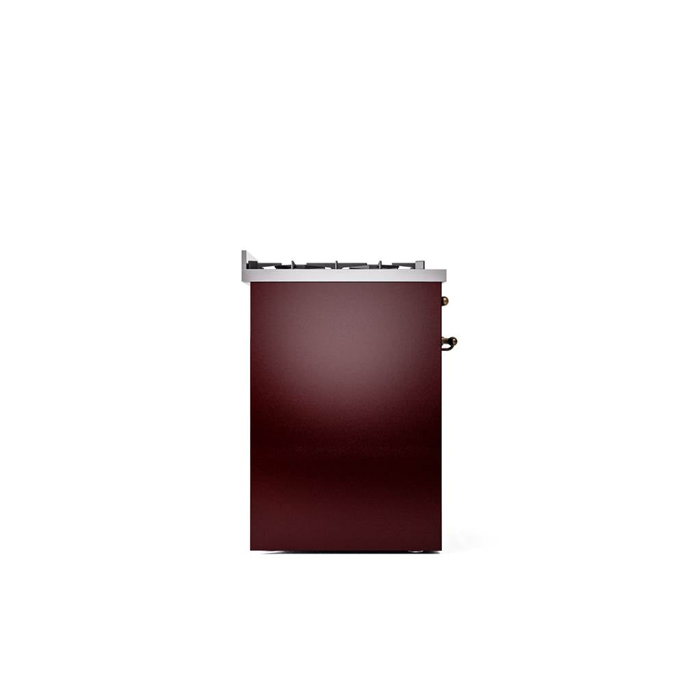 30'' Nostalgie II Series Freestanding Dual Fuel Range - Burgundy - Bronze trim- Natural Gas