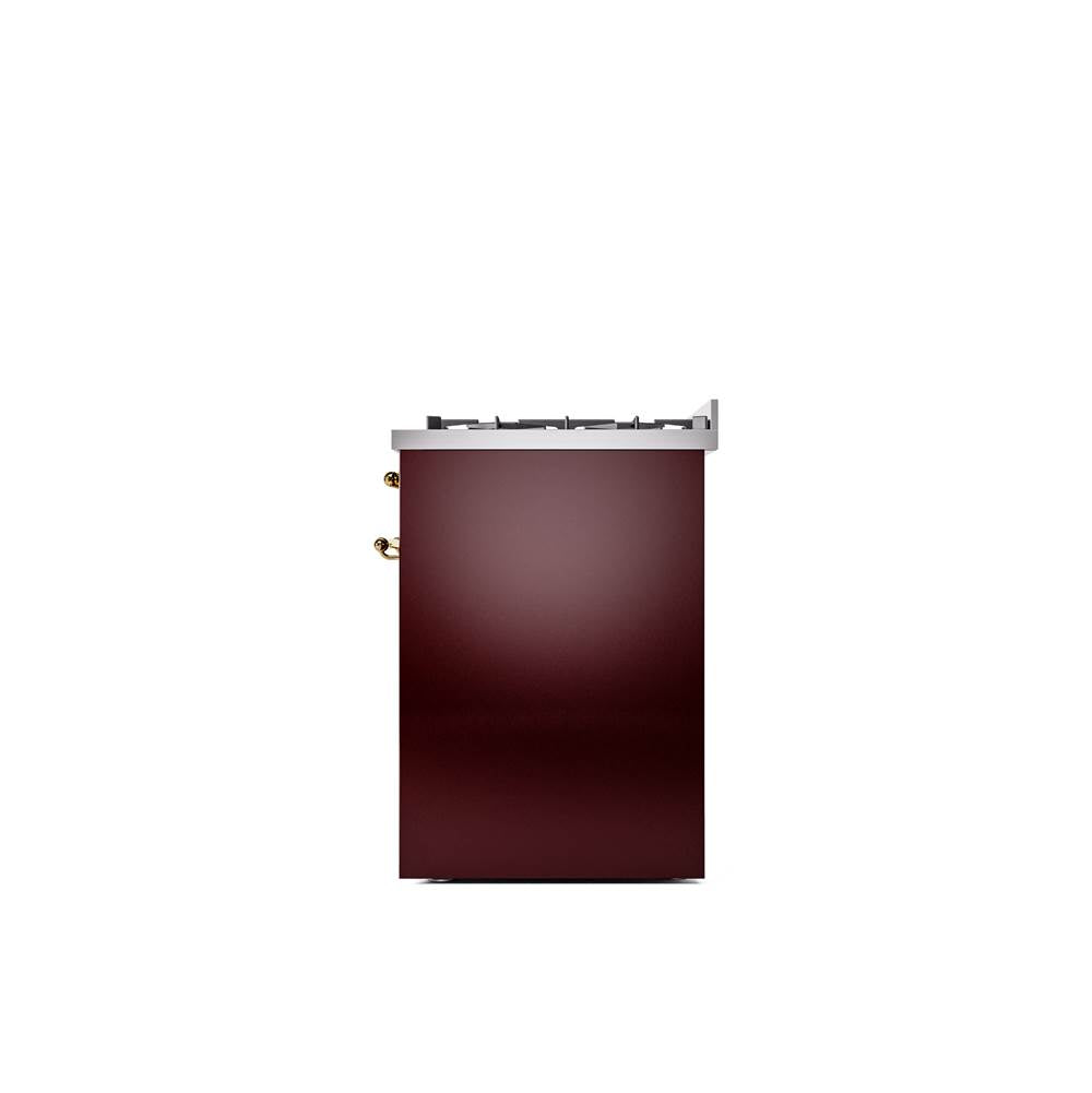 30'' Nostalgie II Series Freestanding Dual Fuel Range - Burgundy - Bronze trim- Natural Gas