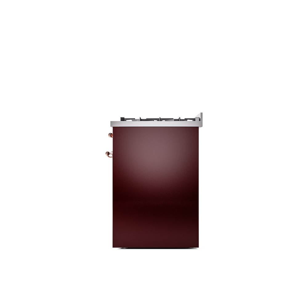 30'' Nostalgie II Series Freestanding Dual Fuel Range - Burgundy - Copper trim- Natural Gas
