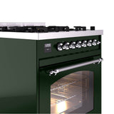 30'' Nostalgie II Series Freestanding Dual Fuel Range - Emerald Green - Bronze trim- Natural Gas