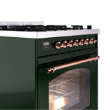30'' Nostalgie II Series Freestanding Dual Fuel Range - Emerald Green - Bronze trim- Natural Gas