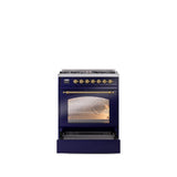 30'' Nostalgie II Series Freestanding Dual Fuel Range - Midnight Blue - Bronze trim- Natural Gas