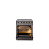 30'' Nostalgie II Series Freestanding Dual Fuel Range - Matte Graphite - Bronze trim- Natural Gas