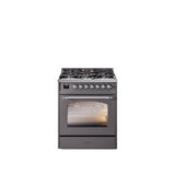 30'' Nostalgie II Series Freestanding Dual Fuel Range - Matte Graphite - Bronze trim- Natural Gas