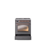 30'' Nostalgie II Series Freestanding Dual Fuel Range - Matte Graphite - Bronze trim- Natural Gas
