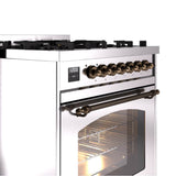 30'' Nostalgie II Series Freestanding Dual Fuel Range - Stainless Steel - Bronze trim- Natural Gas