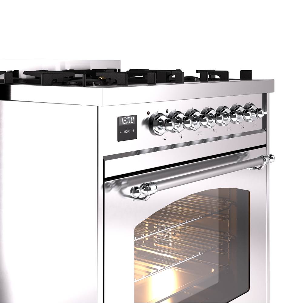 30'' Nostalgie II Series Freestanding Dual Fuel Range - Stainless Steel - Bronze trim- Natural Gas