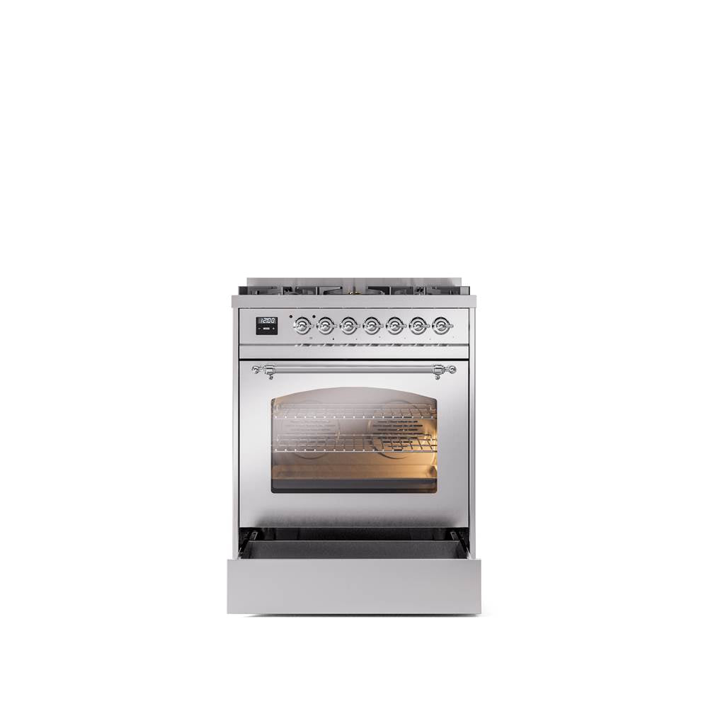 30'' Nostalgie II Series Freestanding Dual Fuel Range - Stainless Steel - Bronze trim- Natural Gas