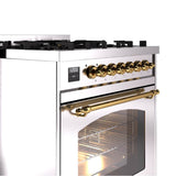 30'' Nostalgie II Series Freestanding Dual Fuel Range - Stainless Steel - Bronze trim- Natural Gas