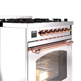 30'' Nostalgie II Series Freestanding Dual Fuel Range - Stainless Steel - Bronze trim- Natural Gas