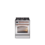 30'' Nostalgie II Series Freestanding Dual Fuel Range - Stainless Steel - Bronze trim- Natural Gas