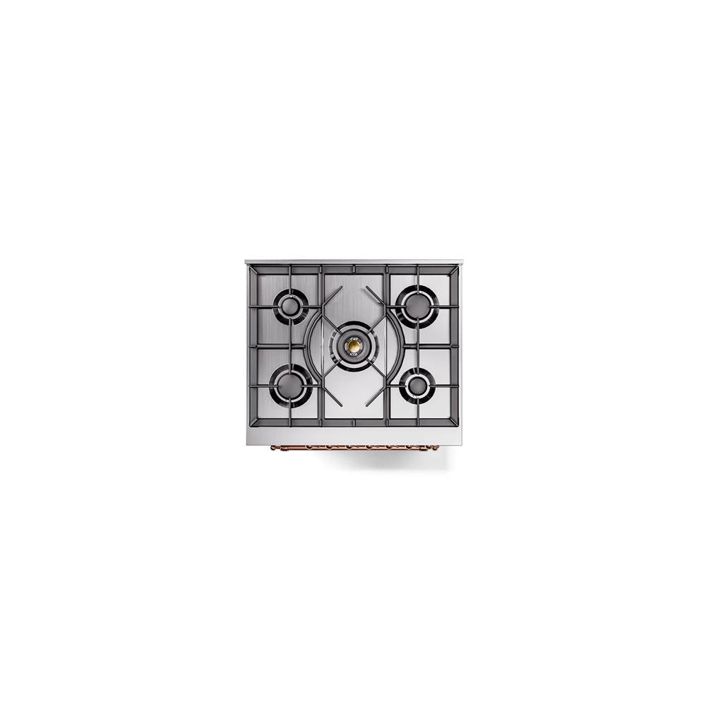 30'' Nostalgie II Series Freestanding Dual Fuel Range - Stainless Steel - Bronze trim- Natural Gas