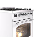 30'' Nostalgie II Series Freestanding Dual Fuel Range - White - Bronze trim- Natural Gas