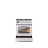 30'' Nostalgie II Series Freestanding Dual Fuel Range - White - Bronze trim- Natural Gas
