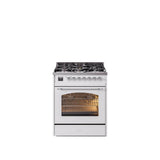 30'' Nostalgie II Series Freestanding Dual Fuel Range - White - Bronze trim- Natural Gas