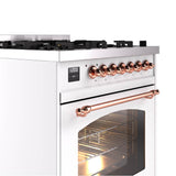 30'' Nostalgie II Series Freestanding Dual Fuel Range - White - Bronze trim- Natural Gas