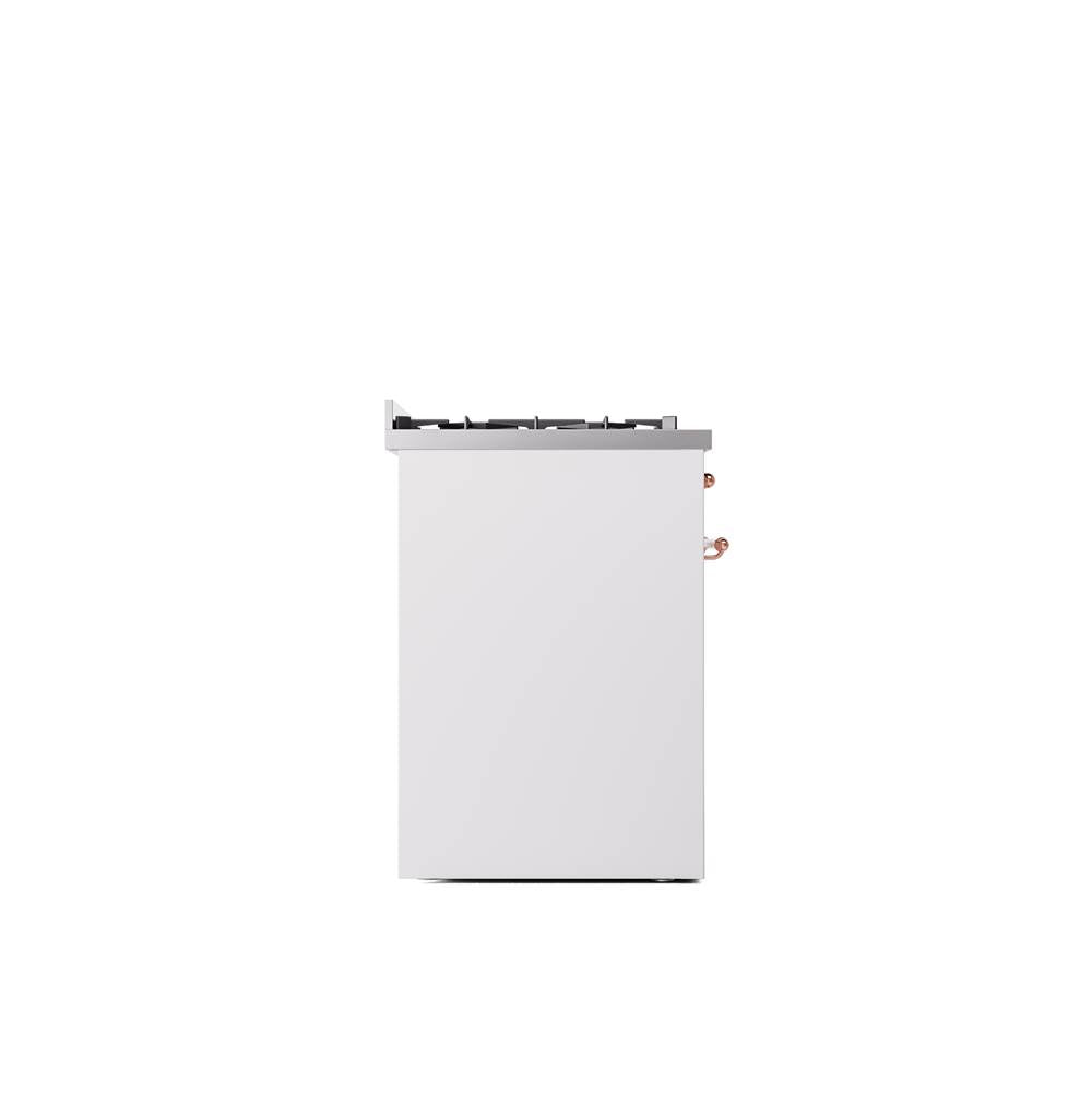 30'' Nostalgie II Series Freestanding Dual Fuel Range - White - Bronze trim- Natural Gas