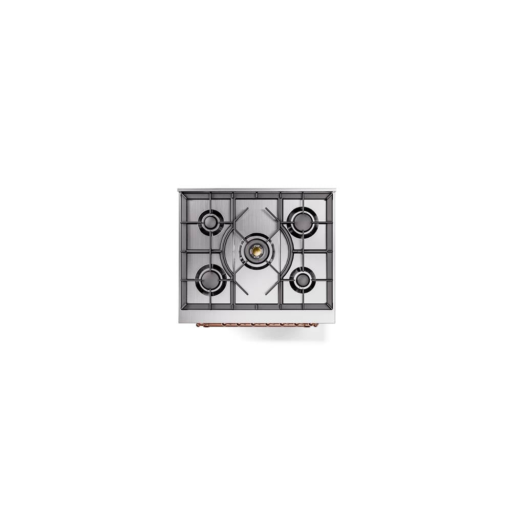30'' Nostalgie II Series Freestanding Dual Fuel Range - White - Bronze trim- Natural Gas