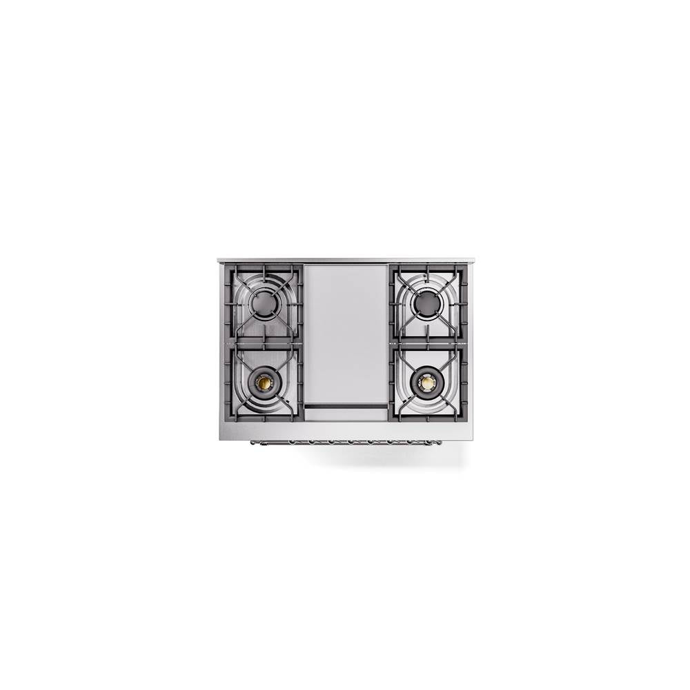 36'' Nostalgie II Series Freestanding Dual Fuel Range - Antique White - Bronze trim - Griddle - Natural Gas