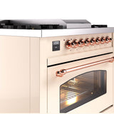 36'' Nostalgie II Series Freestanding Dual Fuel Range - Antique White - Bronze trim - Griddle - Natural Gas