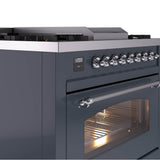 36'' Nostalgie II Series Freestanding Dual Fuel Range - Blue Grey - Bronze trim - Griddle - Natural Gas